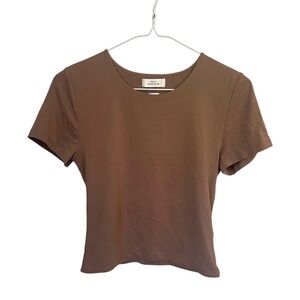 Aritzia Baboon Contour Short Sleeve Top Tan Medium